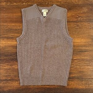 L.L. Bean Brown Military V-Neck Sweater Vest